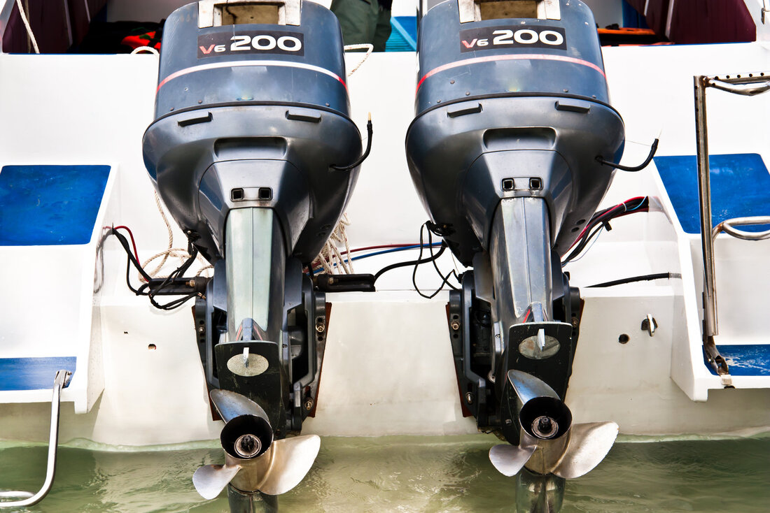 two boat motors after installation 