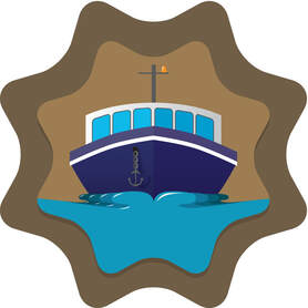 sailing boat in the sea logo